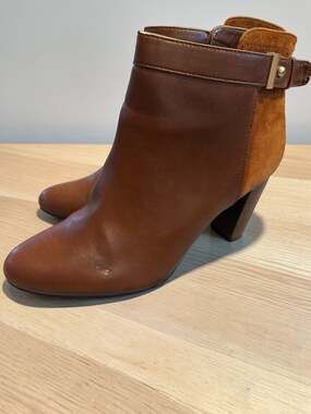 Alfani Step 'N Flex Donelle Brown Leather and Suede Ankle Booties